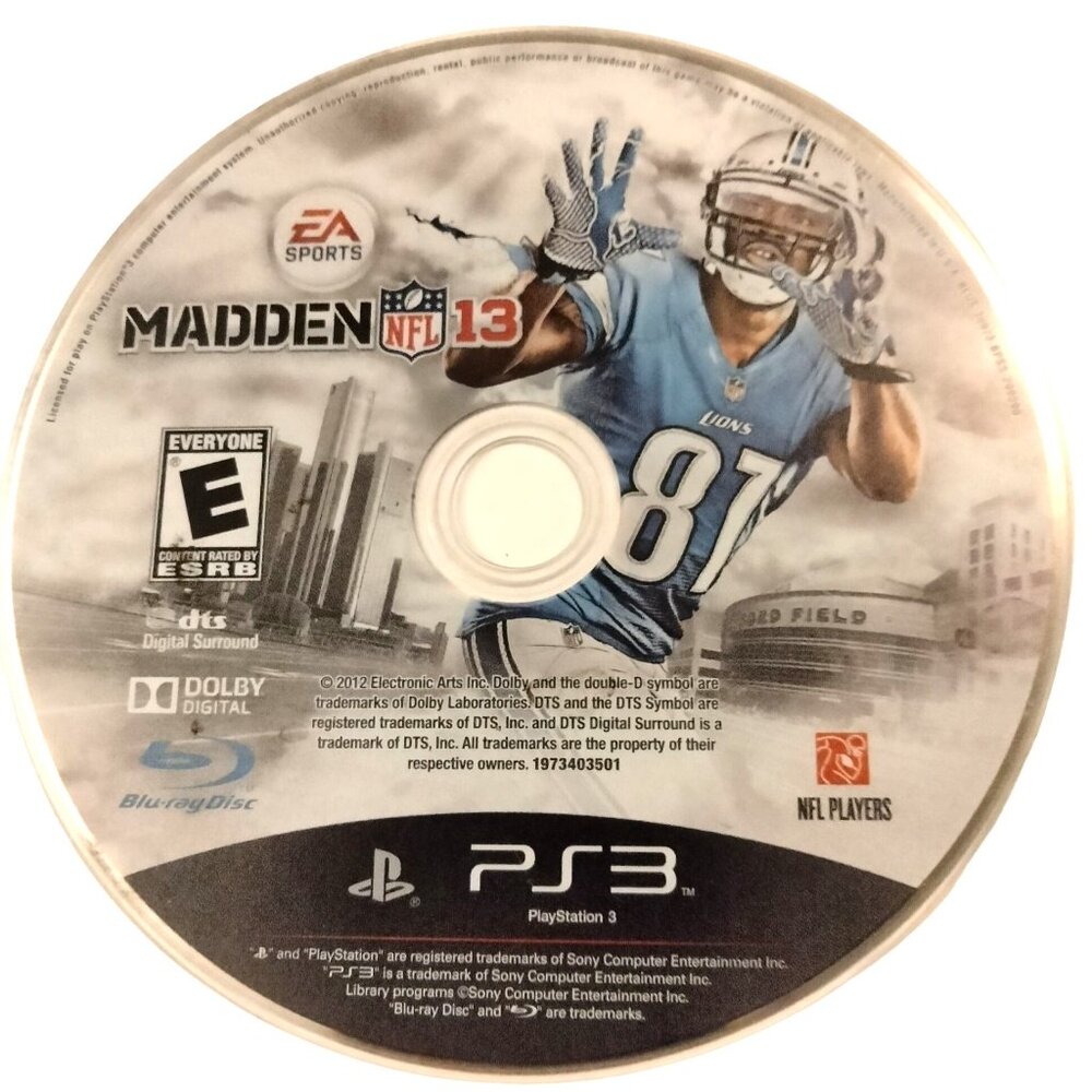 Madden NFL 13 PS3 Game Disc EA Sports Play Station